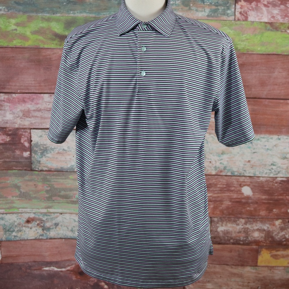 Peter Millar Summer Comfort Striped Polo Sz Large